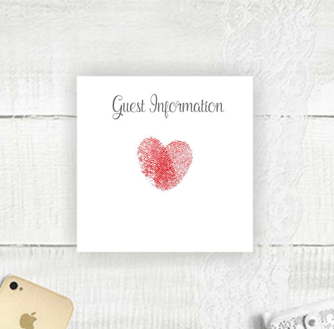 Thumb Print Heart - Guest Information Card