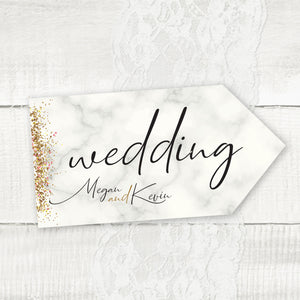 Wedding directional sign, road signs for weddings Marble and glitter