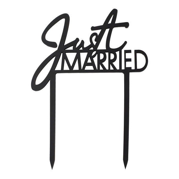 Contemporary Black Acrylic cake topper Just Married will set your cake off a treat