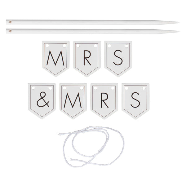 Customisable cake bunting, Mr & Mrs, Mr & Mr or Mrs & Mrs, in a contemporary black and white style