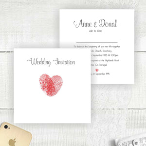 Thumb Print Heart Wedding Invitations