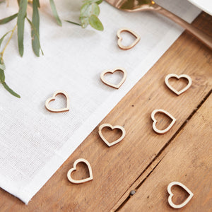 Wooden Heart Table confetti outlines, perfect for scattering around your guest tables, Cake table or guest book table