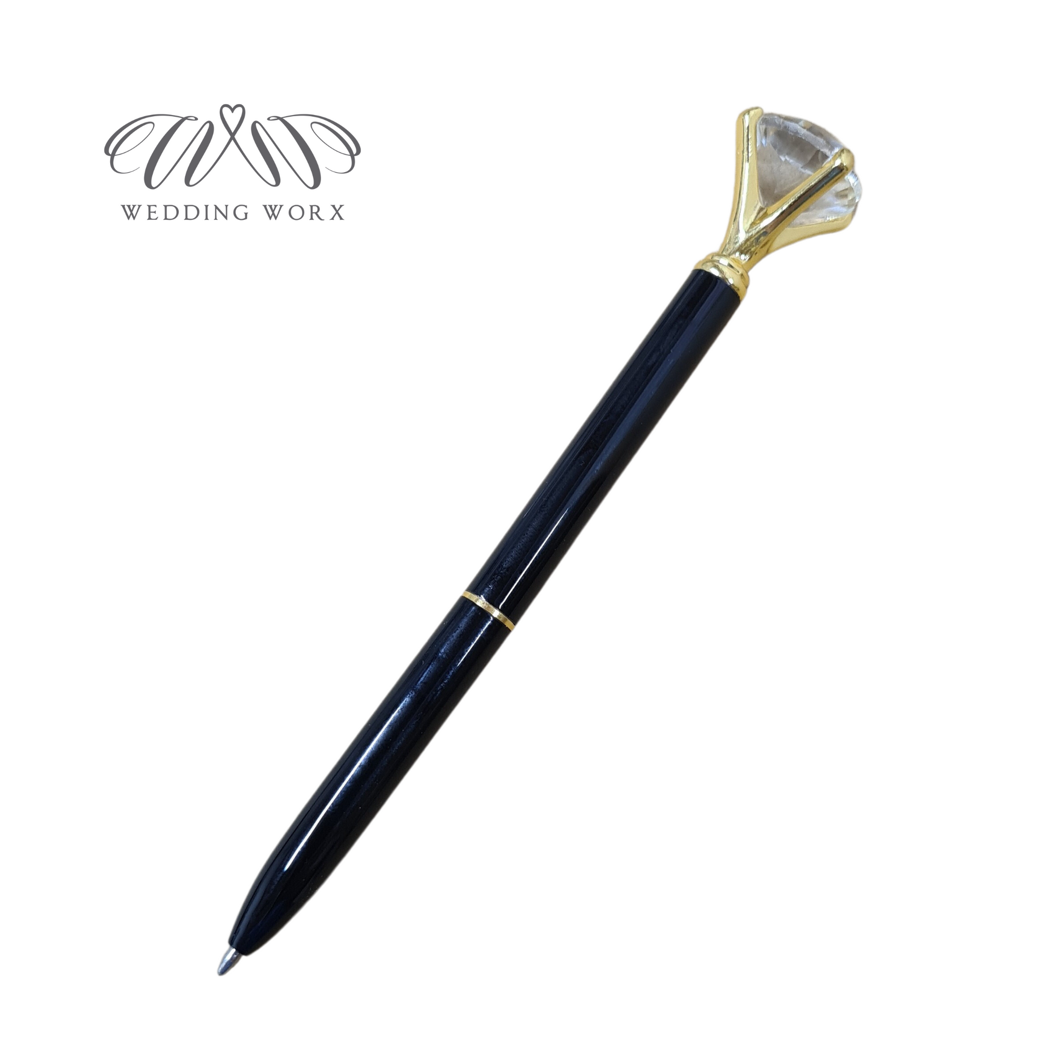 Black and Gold Crystal Top Pen