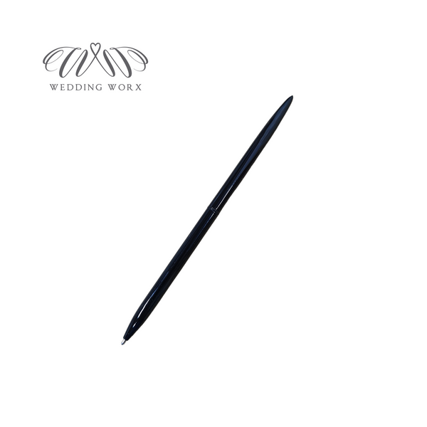 Black Gloss finish pen, black ink. Ideal for adding a touch of style to your wedding guestbook. Available at weddingworx.ie