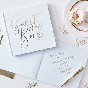 White & Gold Foiled Wedding Guestbook
