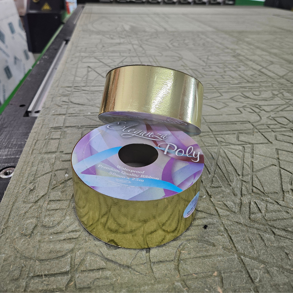 Yellow gold metallic ribbon sold in rolls of 25m, perfect for weddings, party decorating, gift wrapping and much more