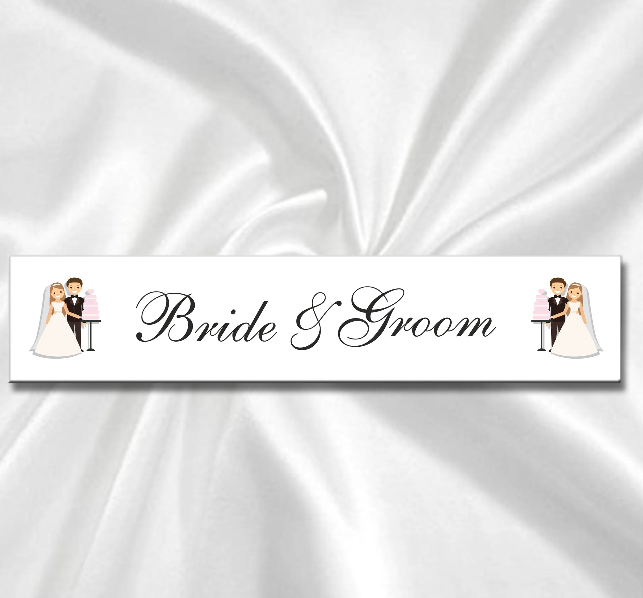 Cute bride and groom design for wedding car plates