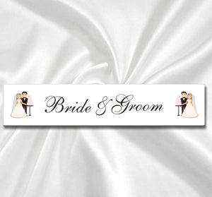 Cute bride and groom design for wedding car plates