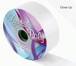 White Poly Ribbon, 50mm wide, 91m per roll perfect for decorating party venues, gifts and using as wedding car ribbon
