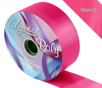 Deep Cerise Poly Ribbon, 50mm wide, 91m per roll perfect for decorating party venues, gifts and using as wedding car ribbon