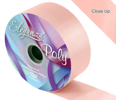 Peach Poly Ribbon, 50mm wide, 91m per roll perfect for decorating party venues, gifts and using as wedding car ribbon