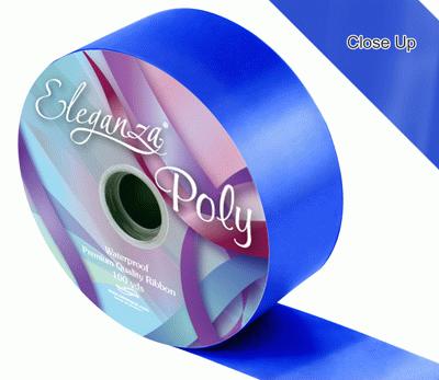 Royal Blue Poly Ribbon, 50mm wide, 91m per roll perfect for decorating party venues, gifts and using as wedding car ribbon