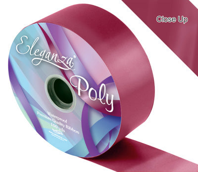 Burgundy Poly Ribbon, 50mm wide, 91m per roll perfect for decorating party venues, gifts and using as wedding car ribbon