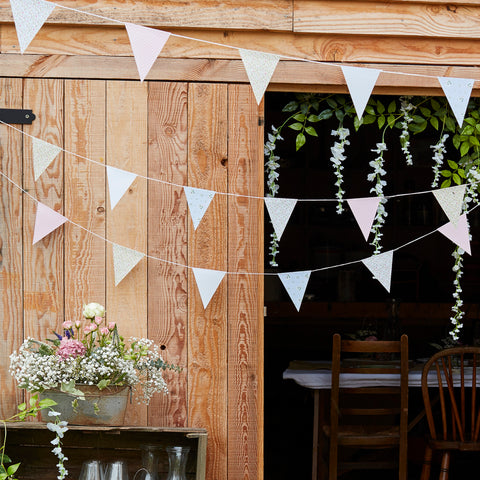 Lovely pastel floral pattern print paper bunting, 10m per pack