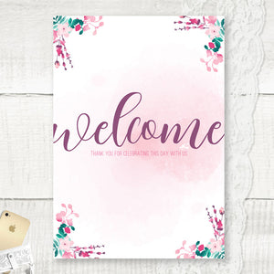Cherry Blossom design, Personalised Wedding Welcome Sign