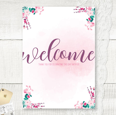 Cherry Blossom design, Personalised Wedding Welcome Sign