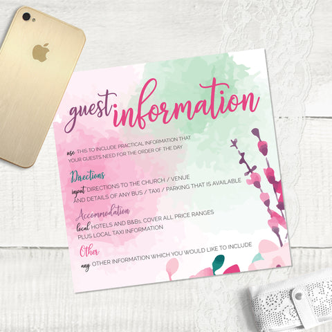 Cherry Blossom - Guest Information Card