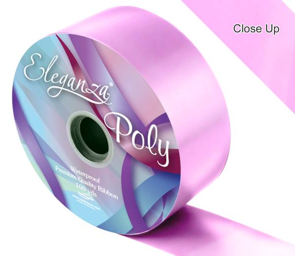 Classic Pink Poly Ribbon, 50mm wide Poly Ribbon, with 91m per roll. Ideal for decorating wedding cars, pew-ends, gifts and much more
