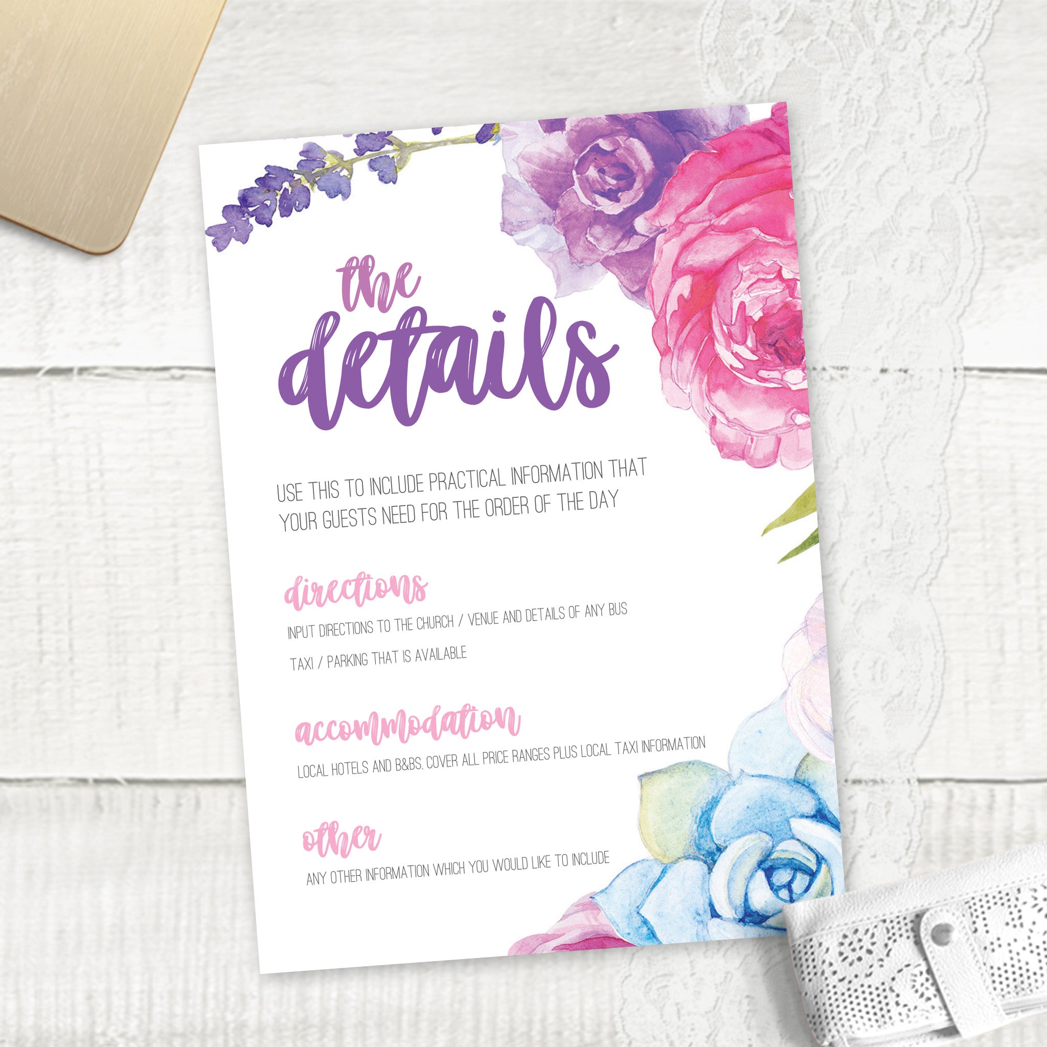 Fab Floral - Guest Information Card