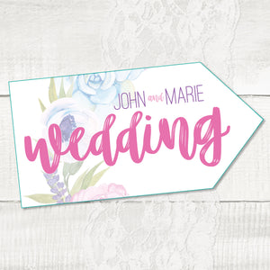 Wedding directional sign, road signs for weddings, Floral Wedding