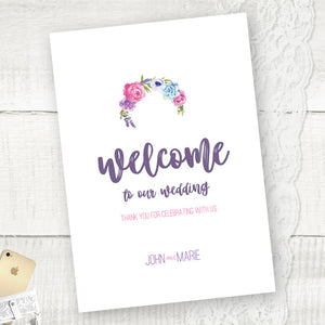 Personalised Welcome Wedding Sign Floral themed wedding