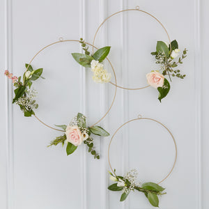 Gold wedding floral hoops for wedding décor, would be suitable for home decoration or party backdrops