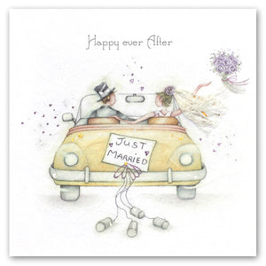 ivory card, with beautiful silver foiling, happy ever after card