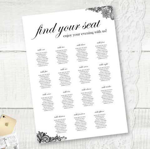 Simple Lace - Seating Plan