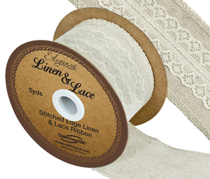 Linen and lace topped ribbon, perfect for rustic crafting projects