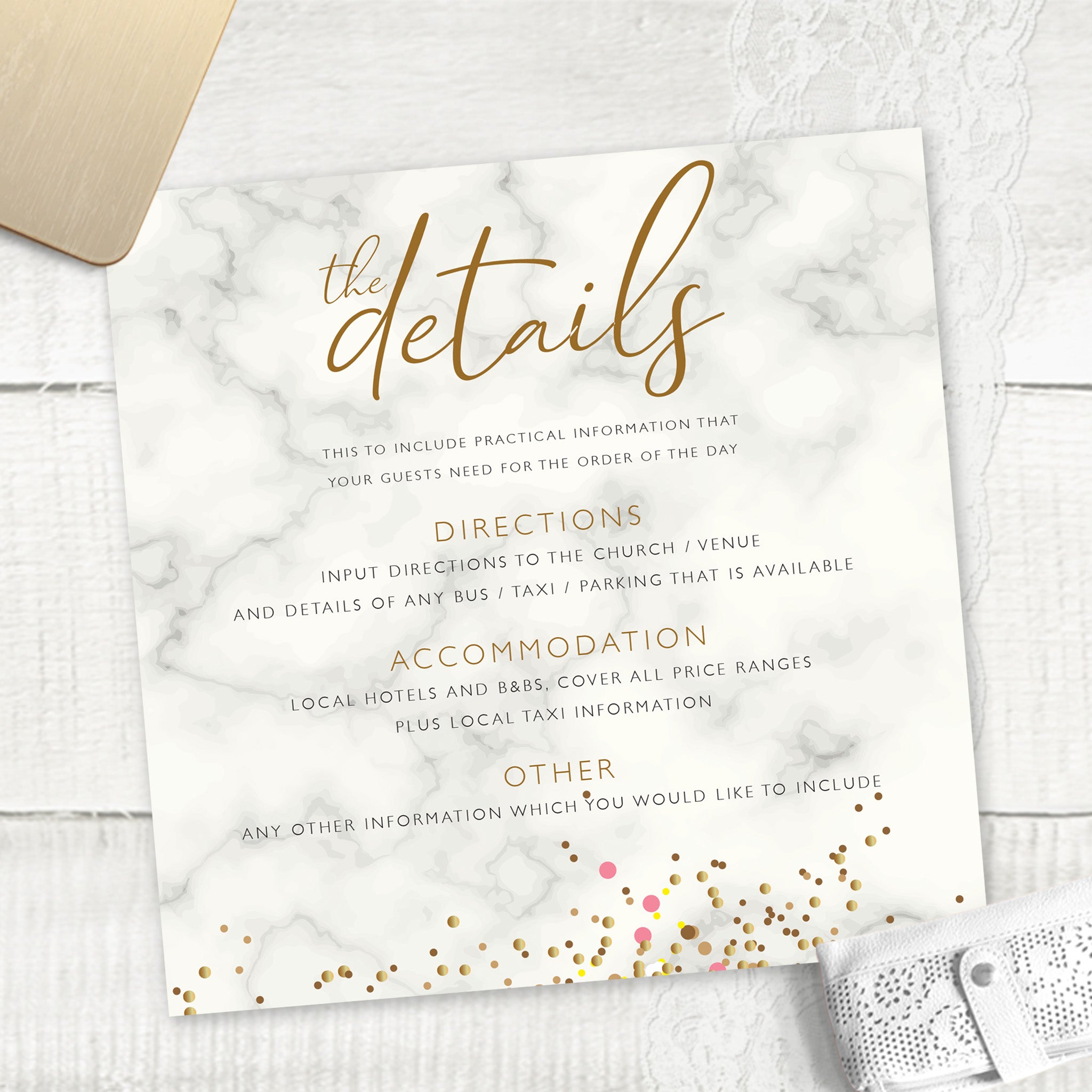 Marble Glitter - Guest Information Card