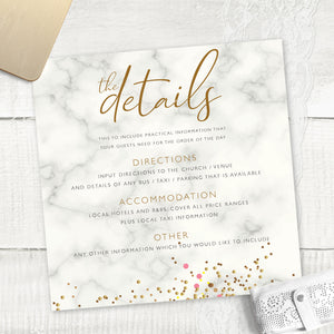 Marble Glitter - Guest Information Card