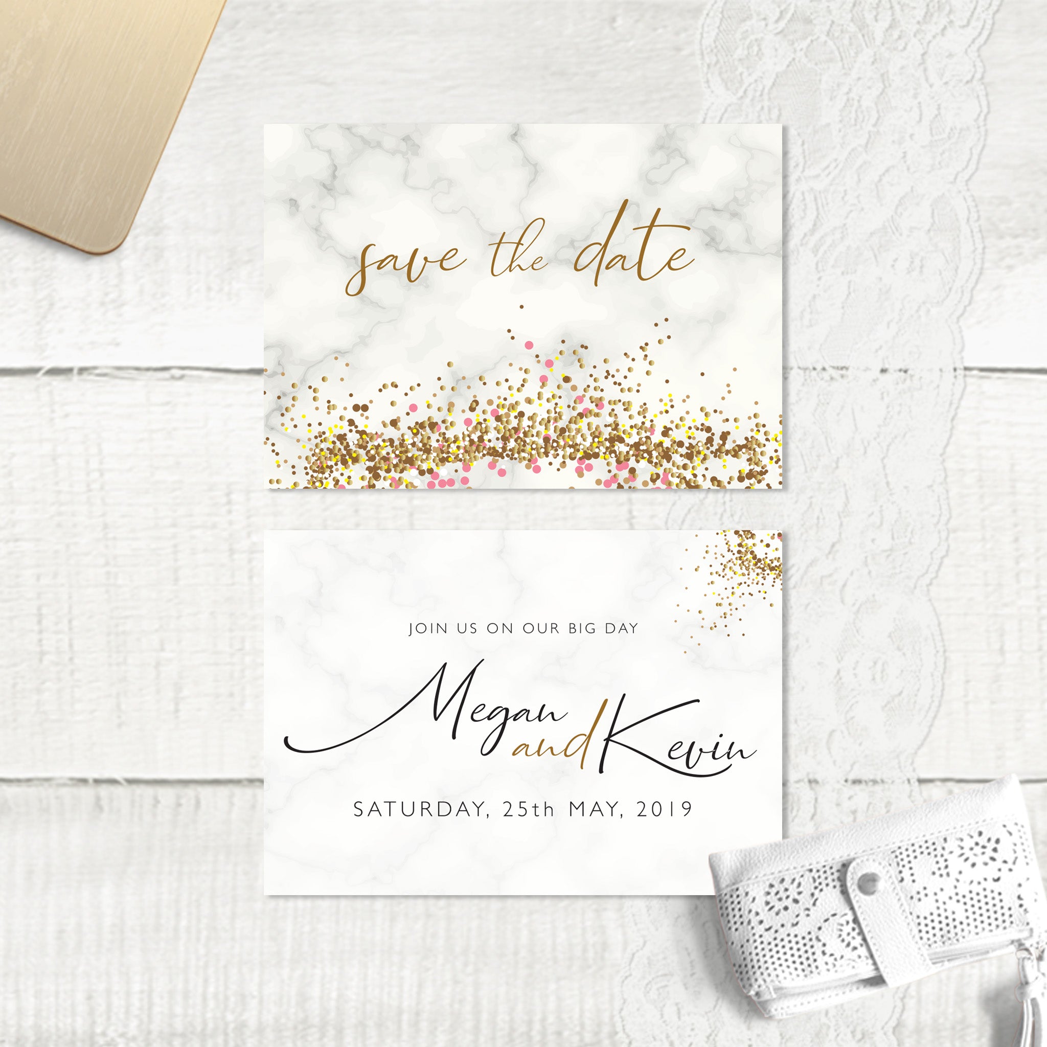 Marble Glitter - Save the Date