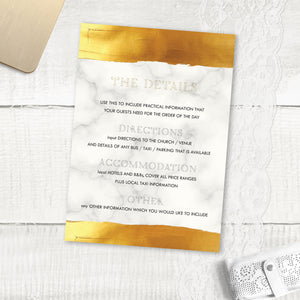 Gold Band Marble - Guest Information Card