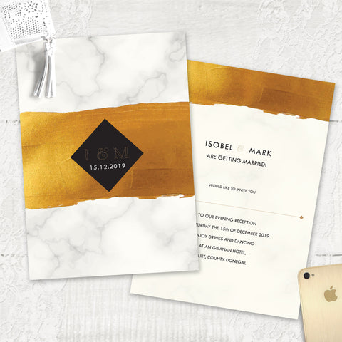 Gold Band Marble - Evening Invitation