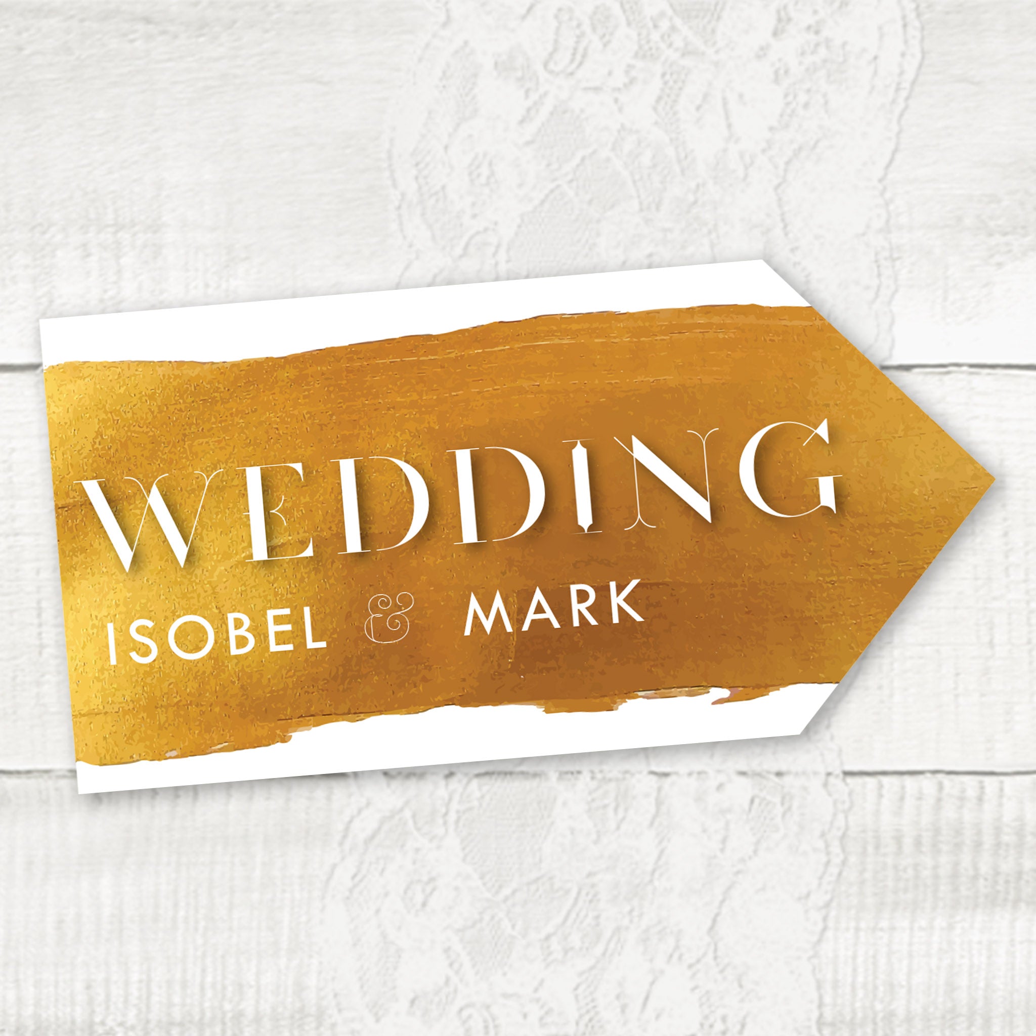 Wedding directional sign, road signs for weddings marble and gold
