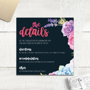 Navy Fab Floral - Guest Information Card