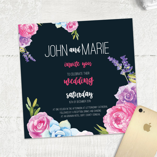 Navy Fab Floral - Main Invite