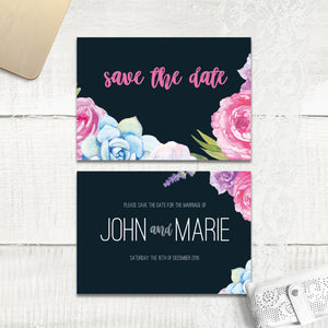 Navy Fab Floral - Save the Date