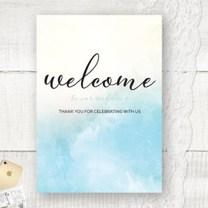 Ocean Blue Watercolour - Wedding Welcome Sign