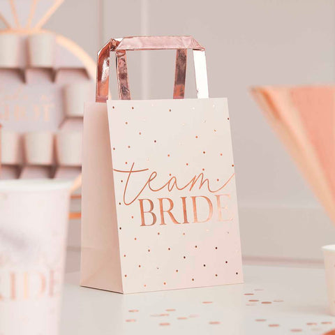Gorgeous Pink and rose gold-foiled party bags for Hen parties and Bridal showers, fill with goodies or the hang-over recovery kit for the day after