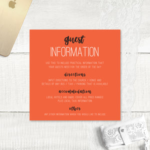 Rustic Love - Guest Information Card