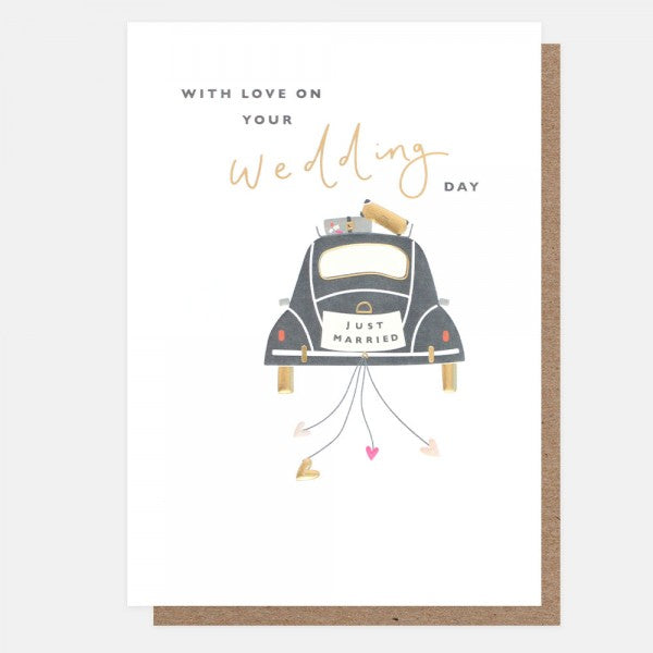 Cream card with gold foiling, with love on your wedding day card