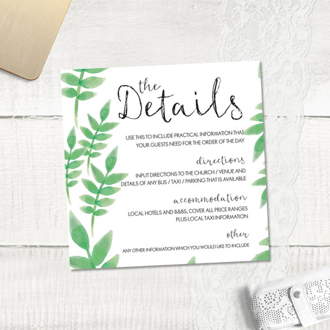 Spring Leaves - Guest Information Card