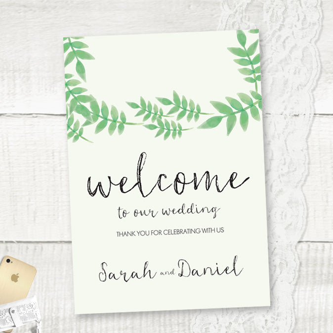 Spring Leaves - Wedding Welcome Sign