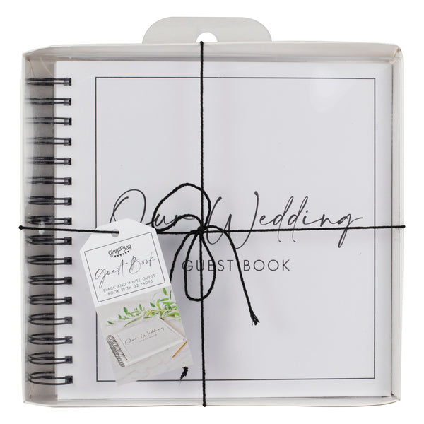Black and White wire bound guest book, would suit a minimalist or contemporary theme. The book has 32 blank pages