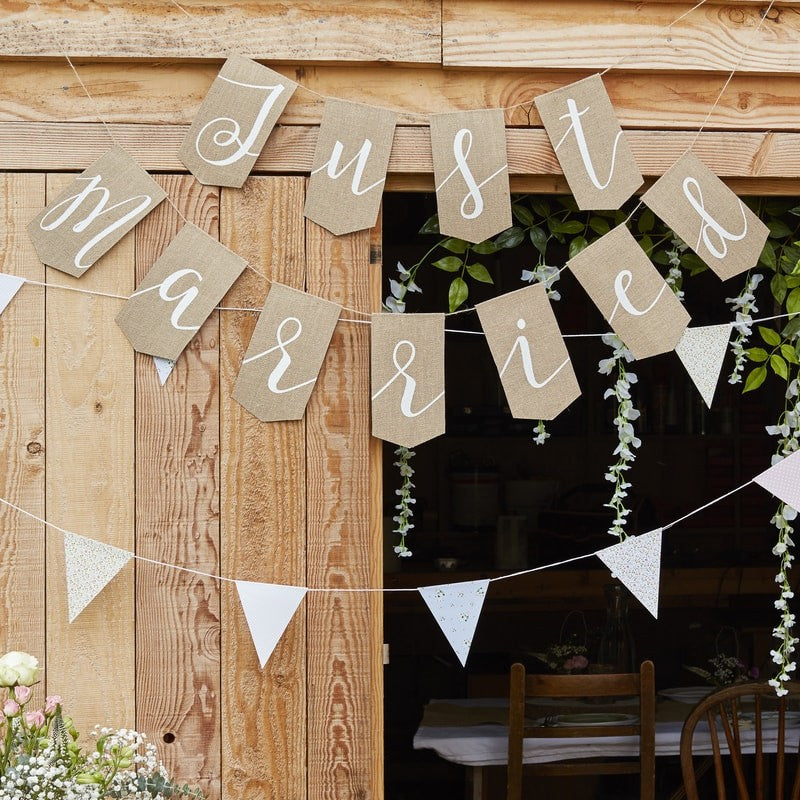 Just Married Hessian Bunting - Rustic Theme