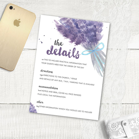 Lovely Lavender - Guest Information Card