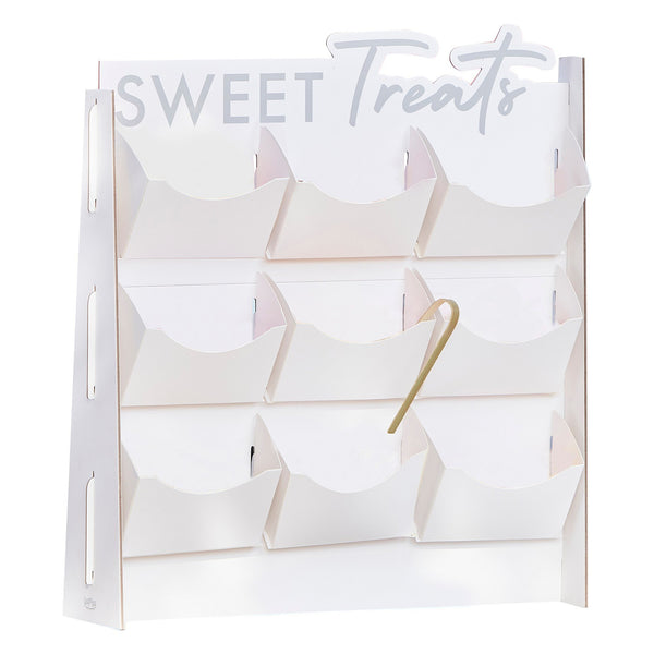 Sweet Treat Stand in heavy card with 9 pockets for small sweets pack includes 10 treat bags, a great addition to your treat table at any occasion.