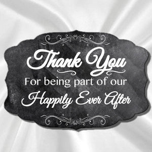 Vintage Chalkboard effect scalloped shaped Thank you sign, perfect as a photo prop for your thank you cards and for use on the day at the venue