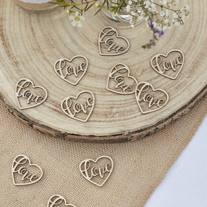 Wooden Love Hearts table decorations